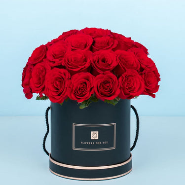 45 Red Roses in Black Box